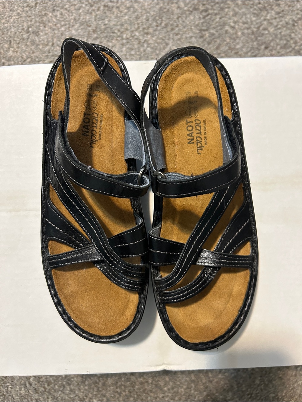 NAOT Paris Black Leather Wedge Sandals - size 39 (EU) / approx 8.5-9 US